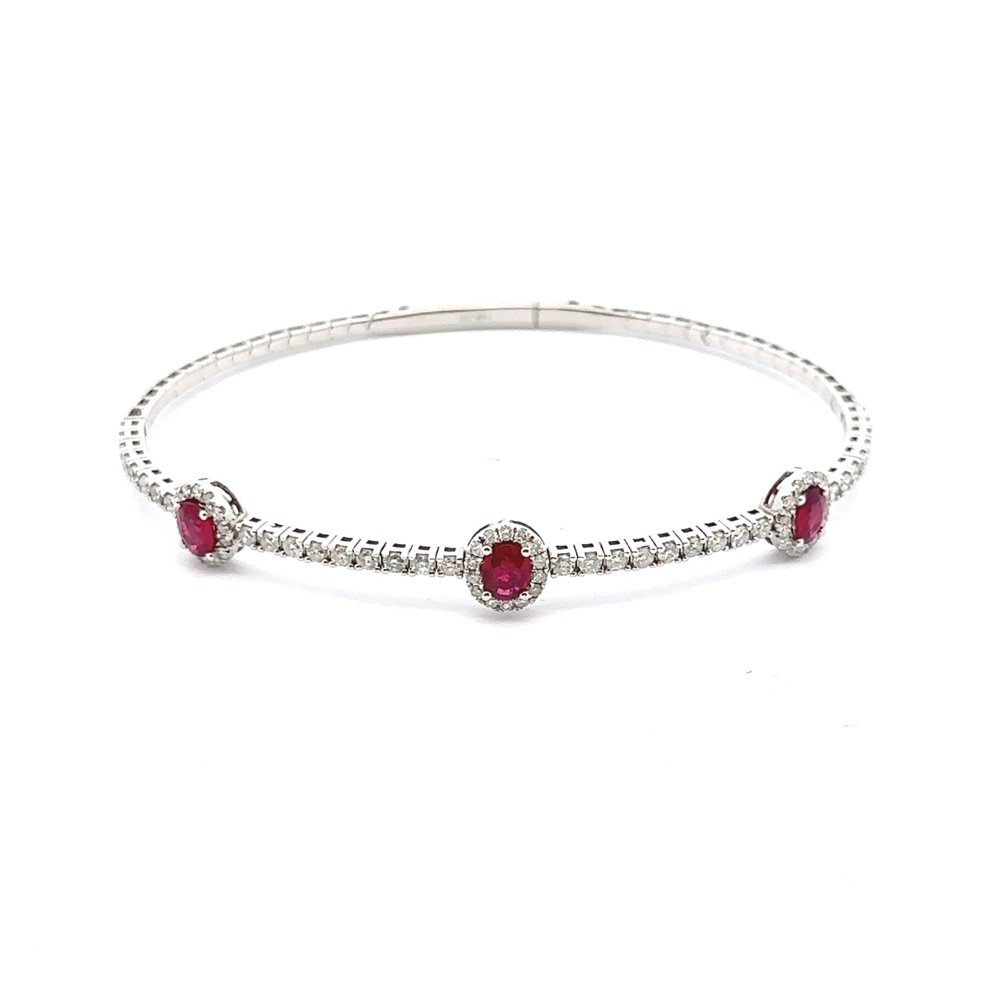 14kt White Gold Elegant Ruby Bangle