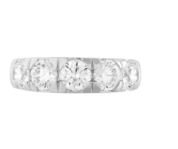 5 Stones Graduating Diamond Band Made In 14K White Gold