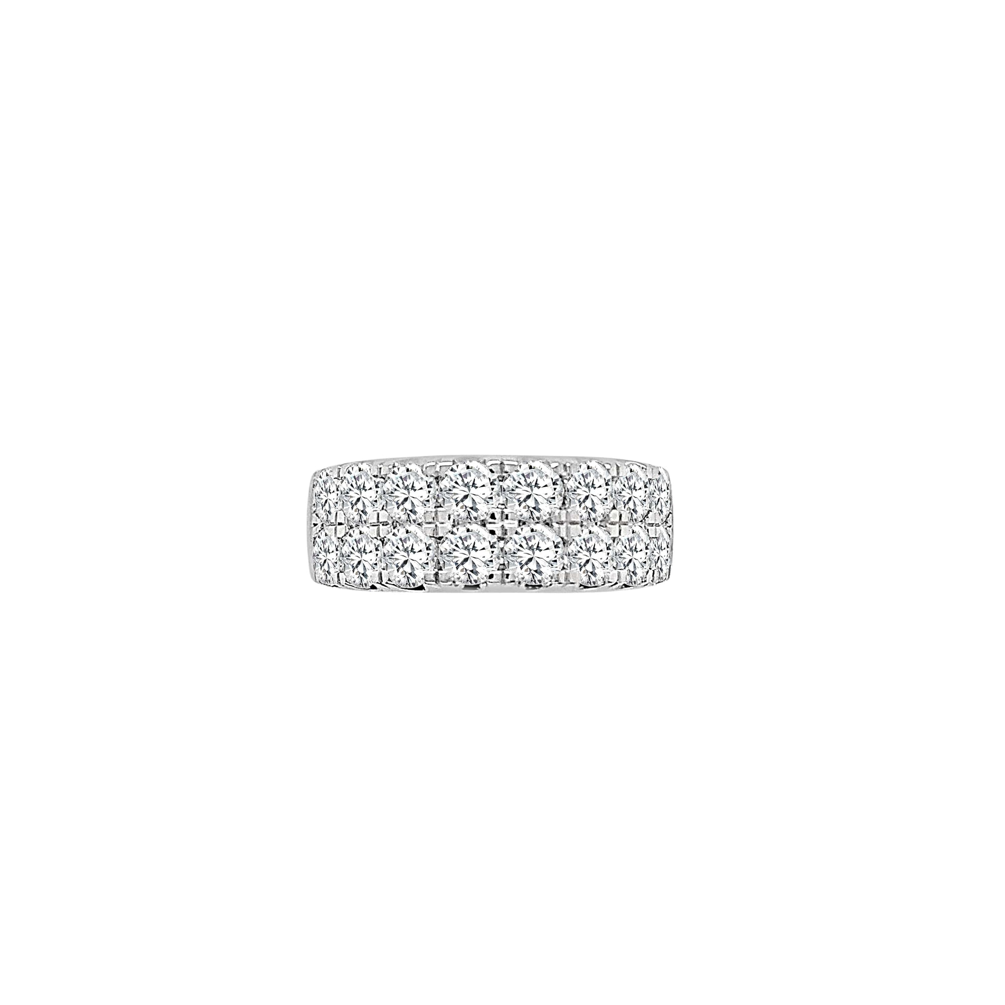 Two Rows Diamond Band Made In 14K White Gold