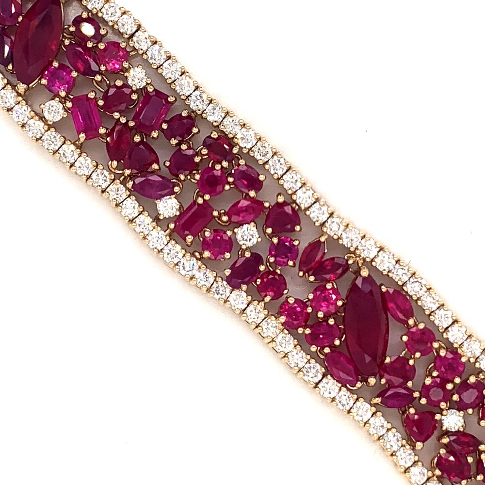 27.31ctw Ruby and 7.14ctw Diamond Bracelet Cuff