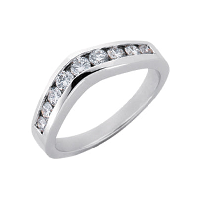 V Shape White Gold Band