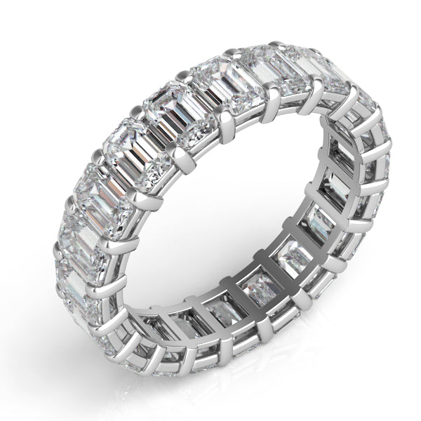 18k White Gold Emerald Cut Eternity Band