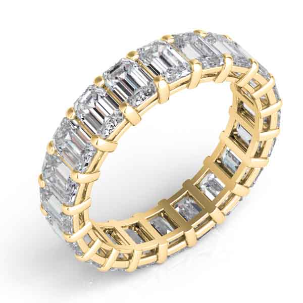 Yellow Gold Emerald Cut Eternity Band