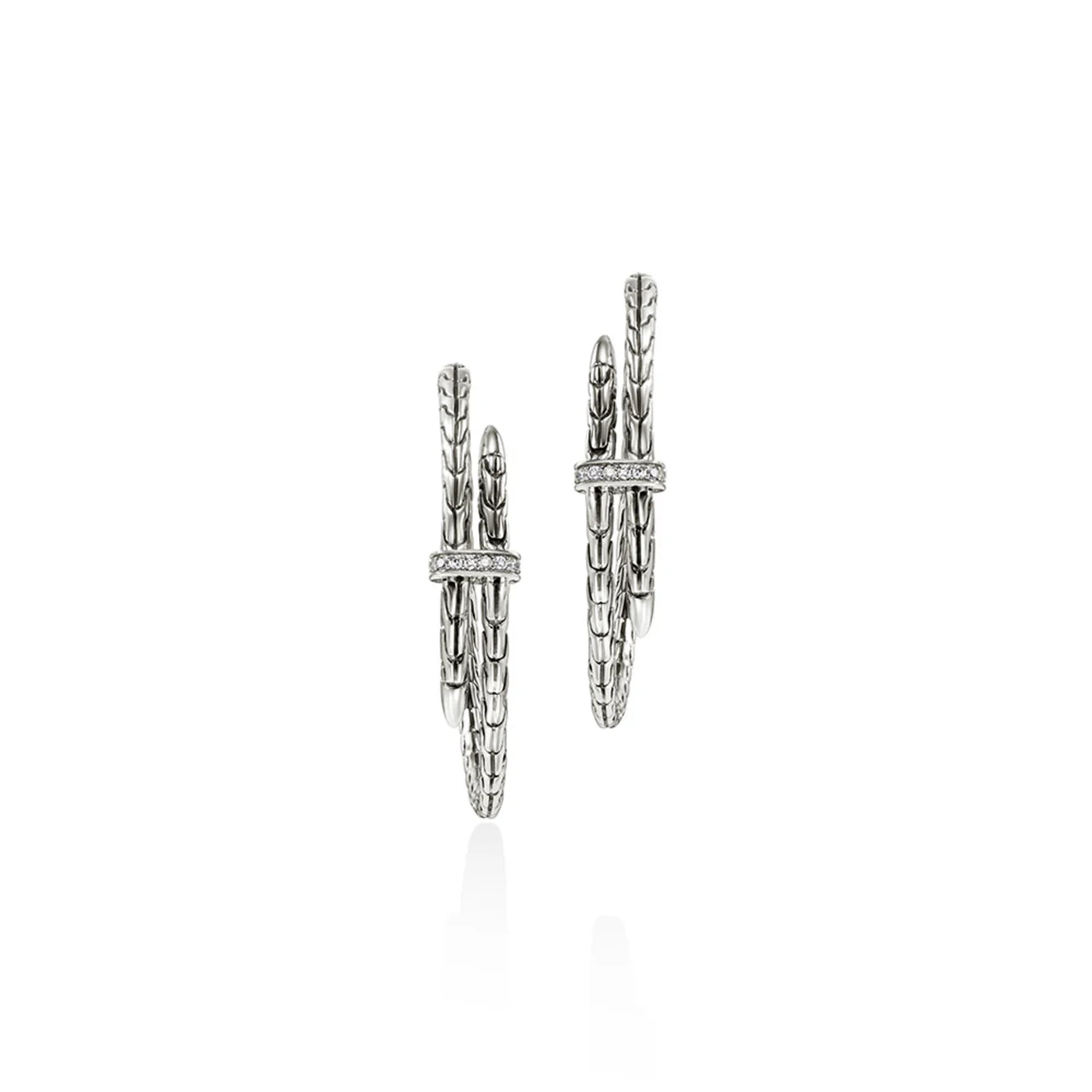 Spear Hoop Earrings, Silver, Diamonds by John Hardy