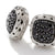 Carved Chain Stud Earrings, Silver, Pavé