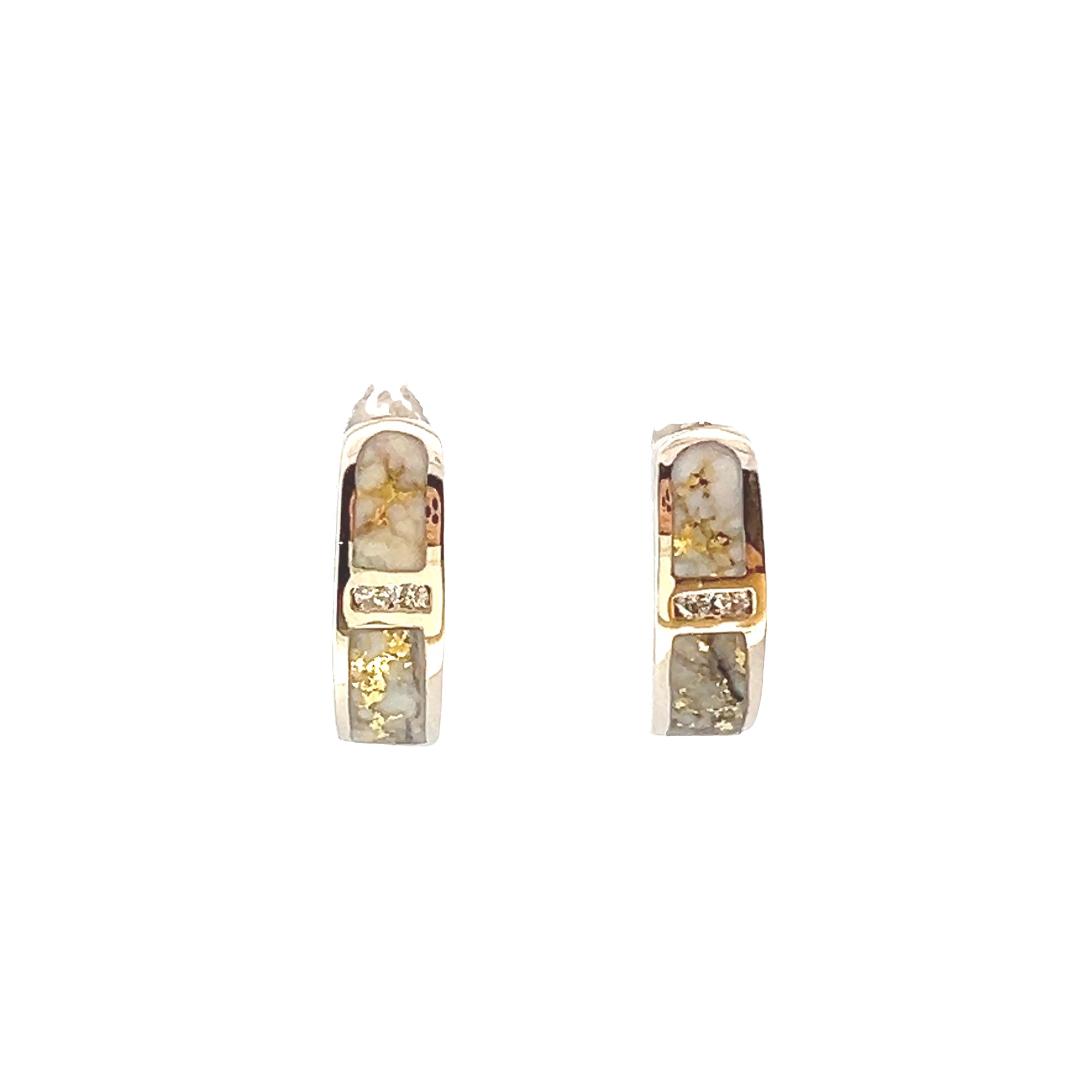 Natural Gold Quartz and Diamond Huggie Earrings by Orocal