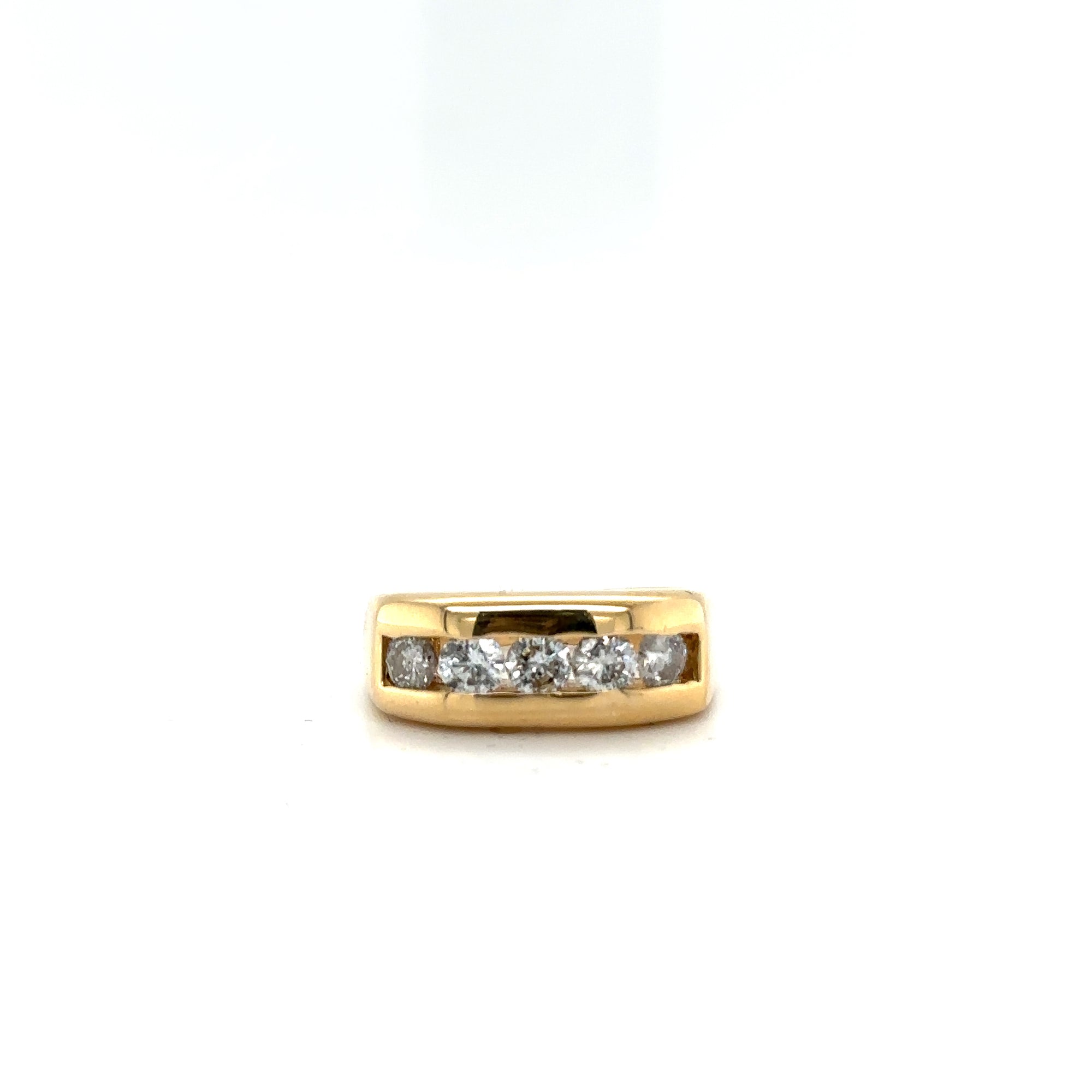 Men's 5 Stone Diamond Band In 14K Yellow Gold.  D-0.75Ct Rg