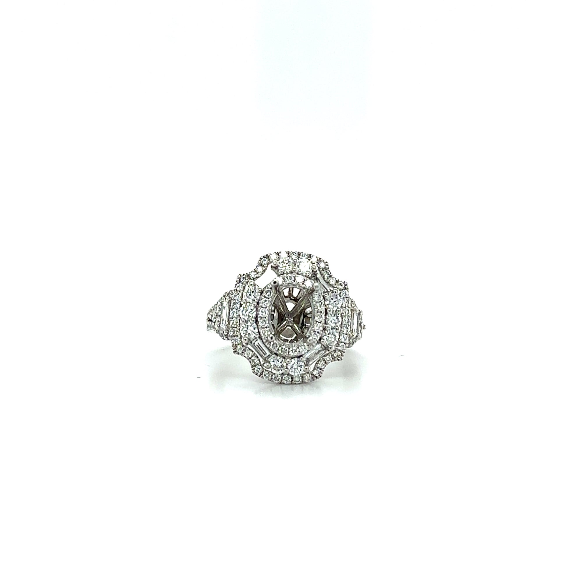 Cocktail Style Semi-Mount In 18K White Gold D-1.29Ct