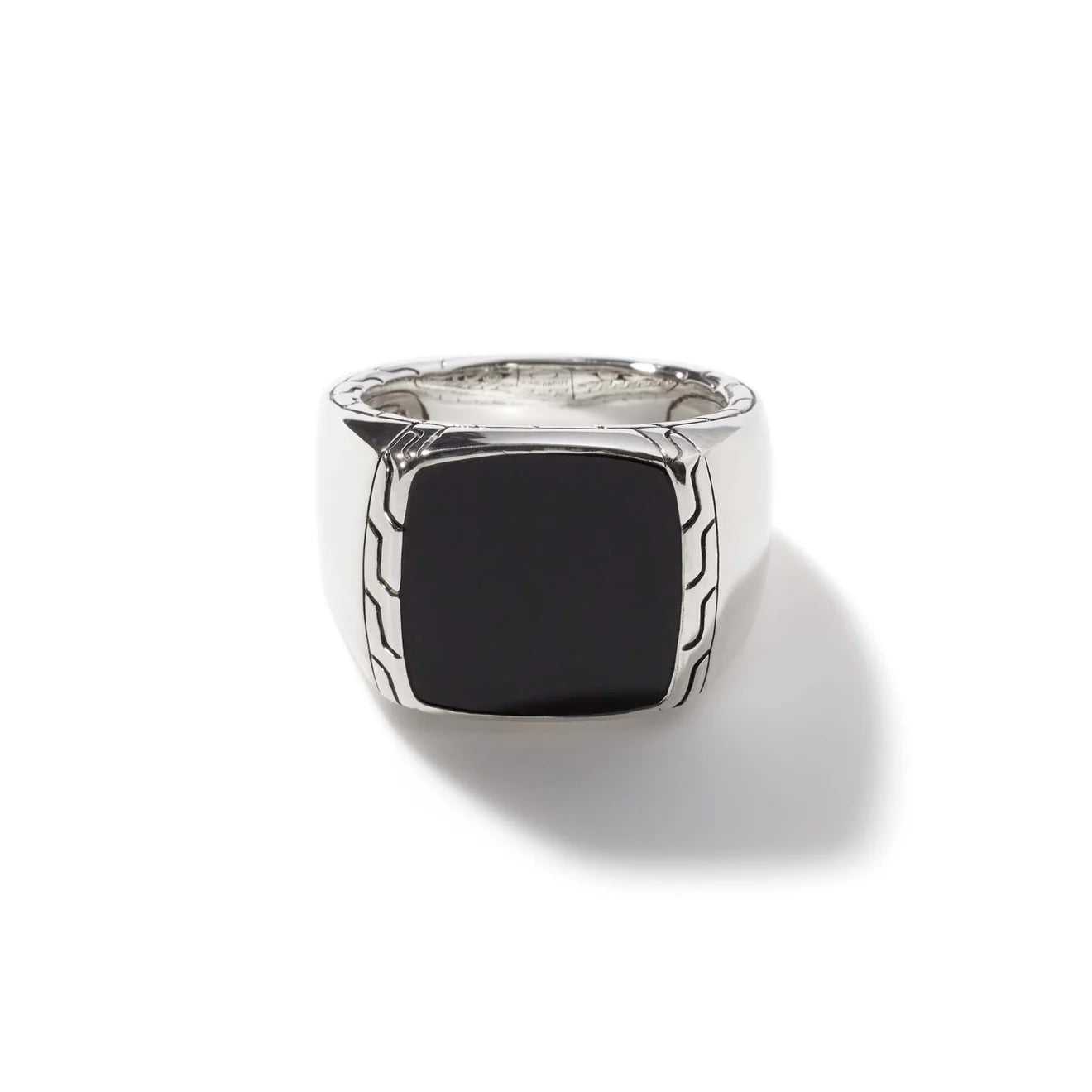 Classic Chain Signet Ring with Black Jade