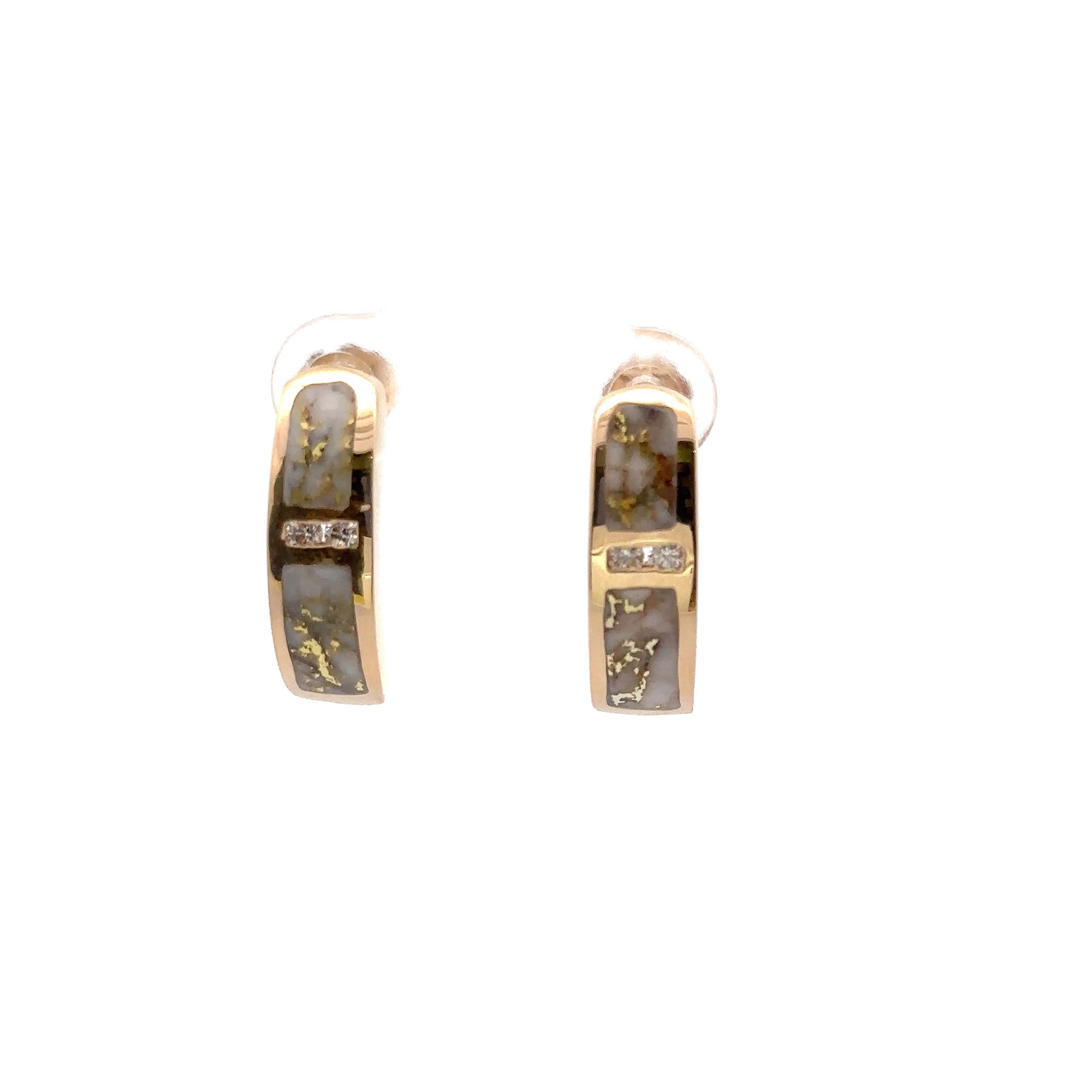 Natural Gold Quartz and Diamond Earrings by Orocal