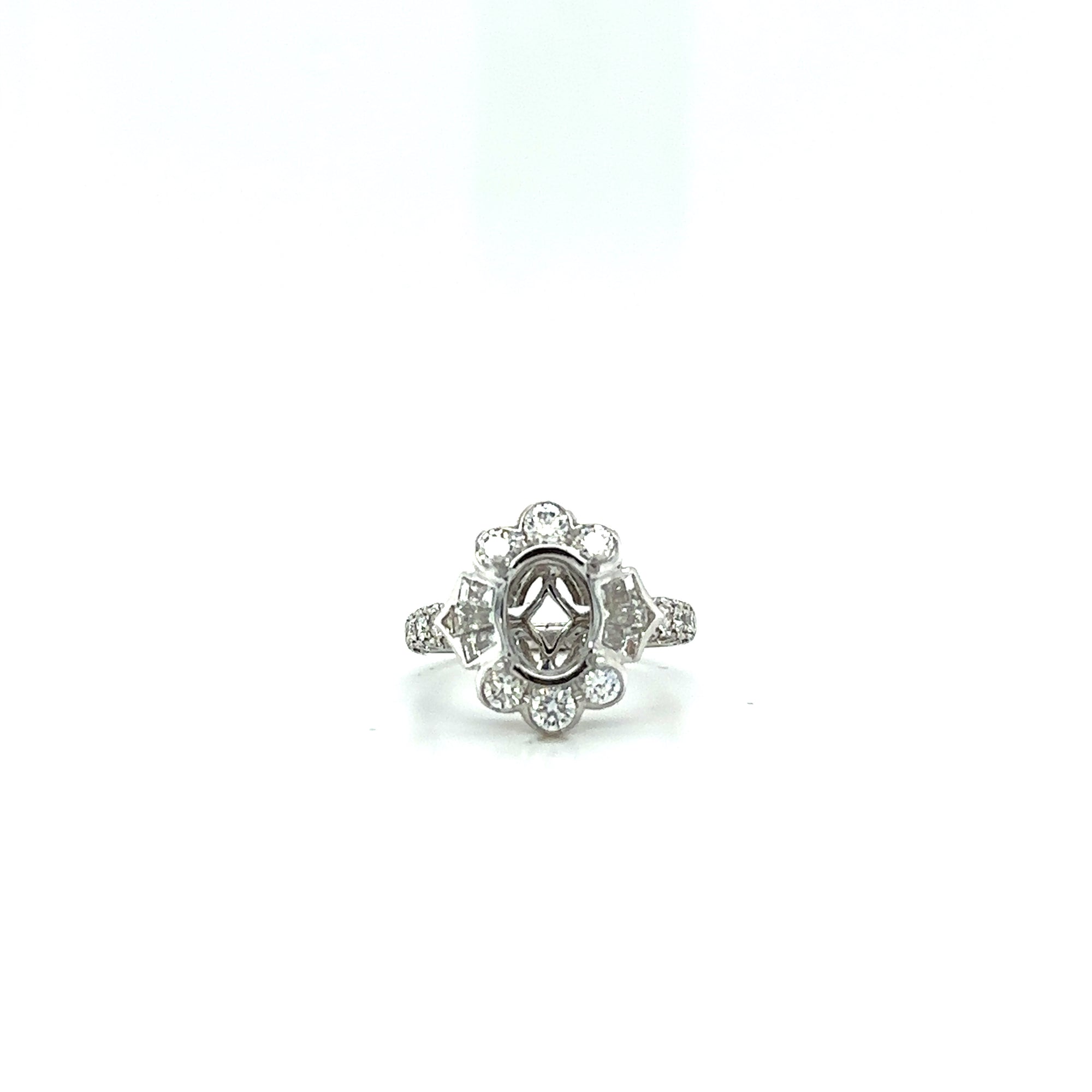 18Kt White Gold Vintage Inspired Design Diamond Semi-Mount D-1.35Ct