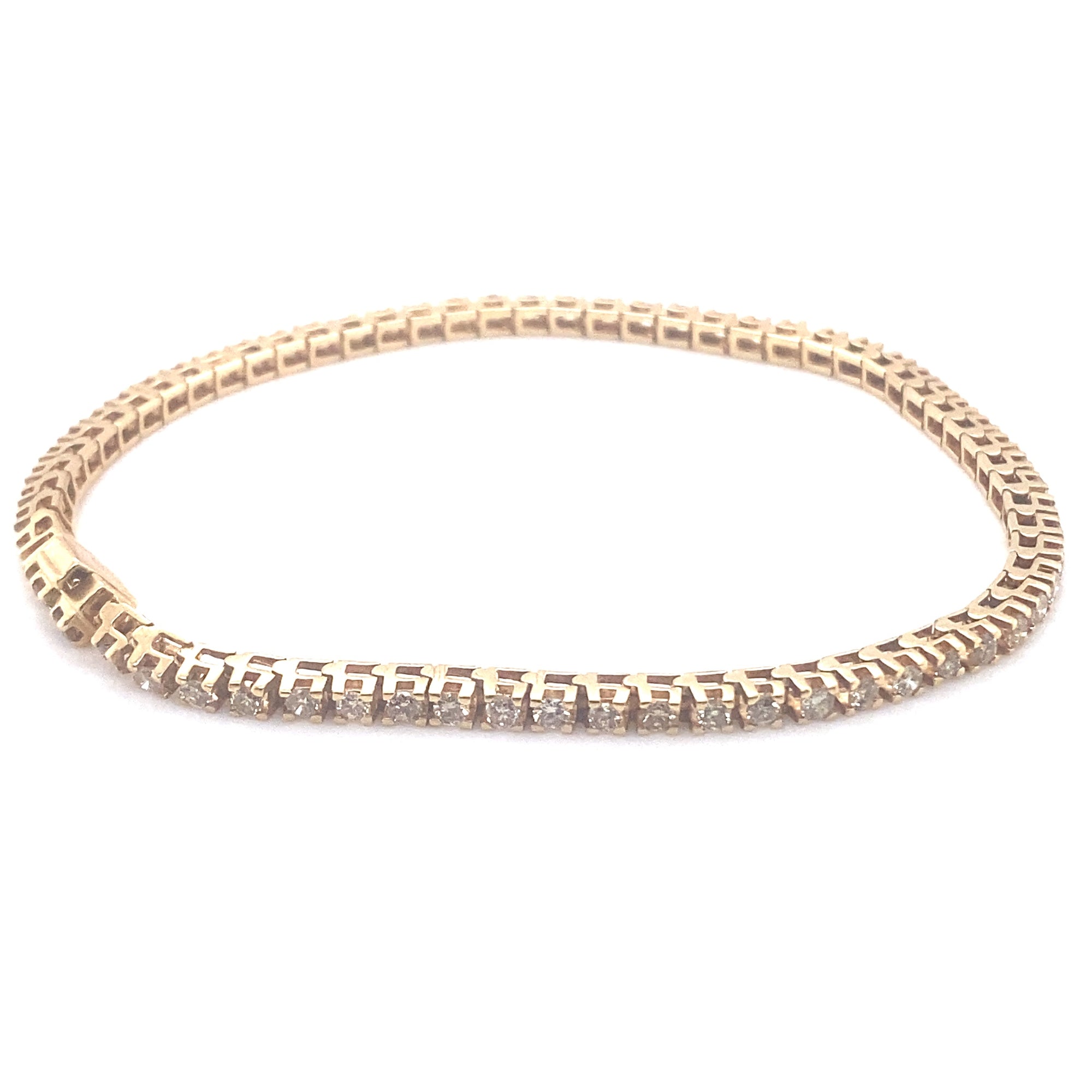 Four Prong Set 2.00 Carat  Diamond Bracelet In 14K Yellow Gold