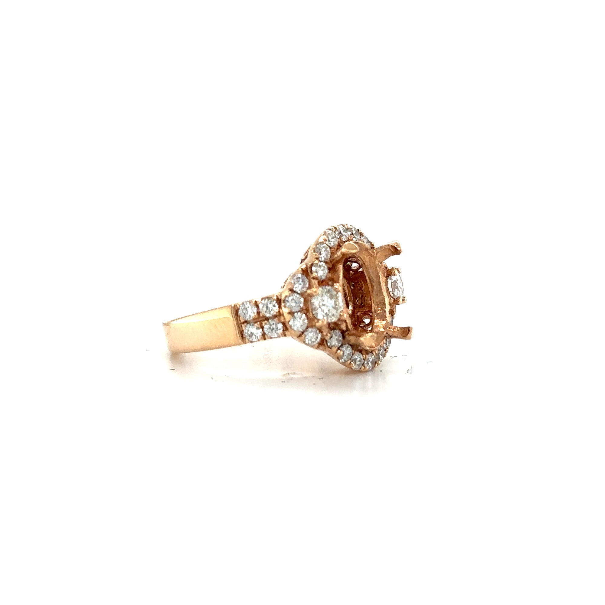 Diamond Semi-Mount With Diamond Halo And Diamond Accents In 14Kt Rose Gold D-1.20Ct Sm