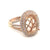 Double Halo Diamond Semi-Mount With Three Row Split Shank, 14K Rose Gold With 1.00 Carat Round Diamonds.