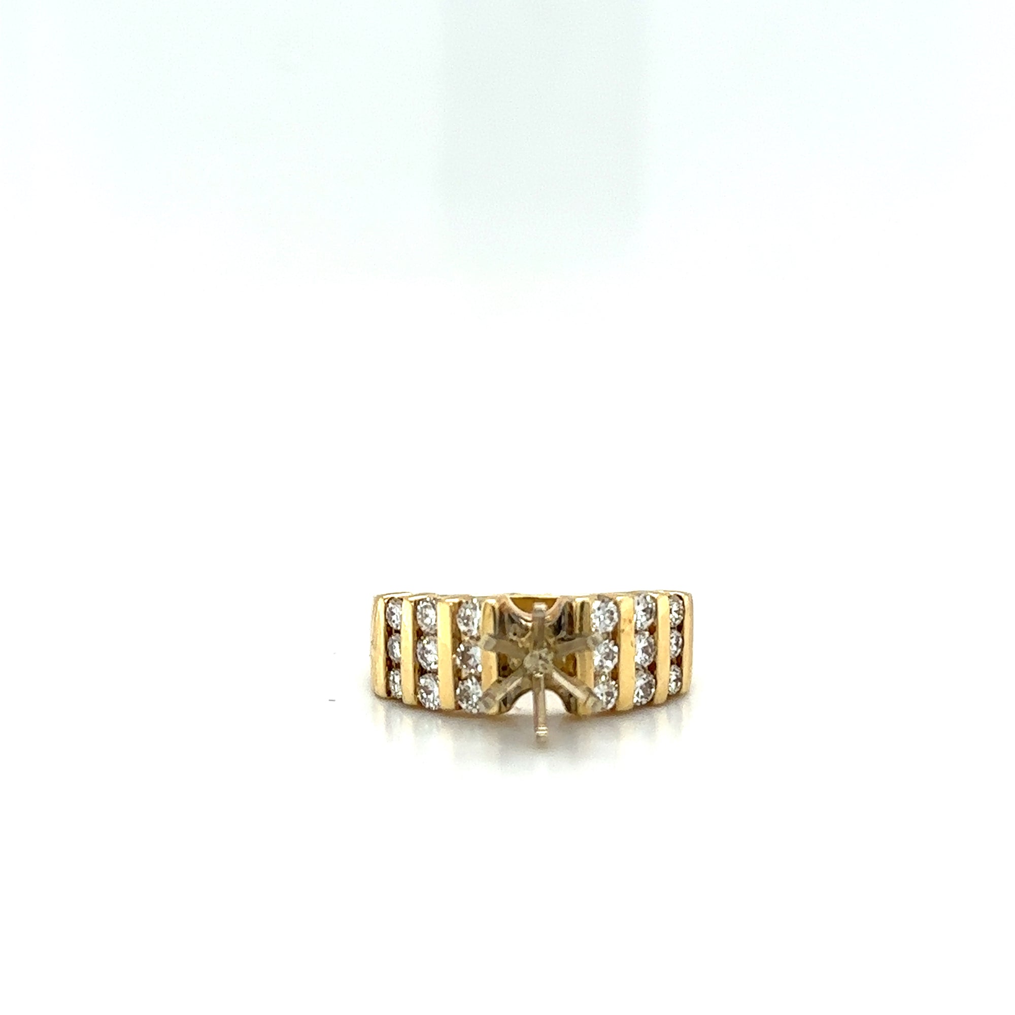 Three Row Channel Set Diamond Semi-Mount In 14K Yellow Gold Dia-1.00Ct Sm