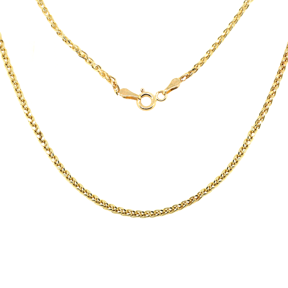 14K Yellow Gold Wheat Link Chain