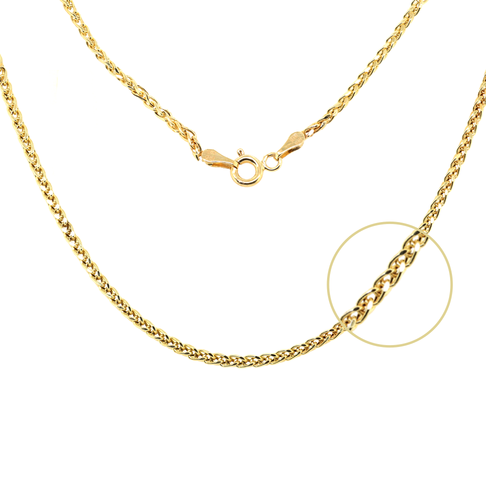 14K Yellow Gold Wheat Link Chain