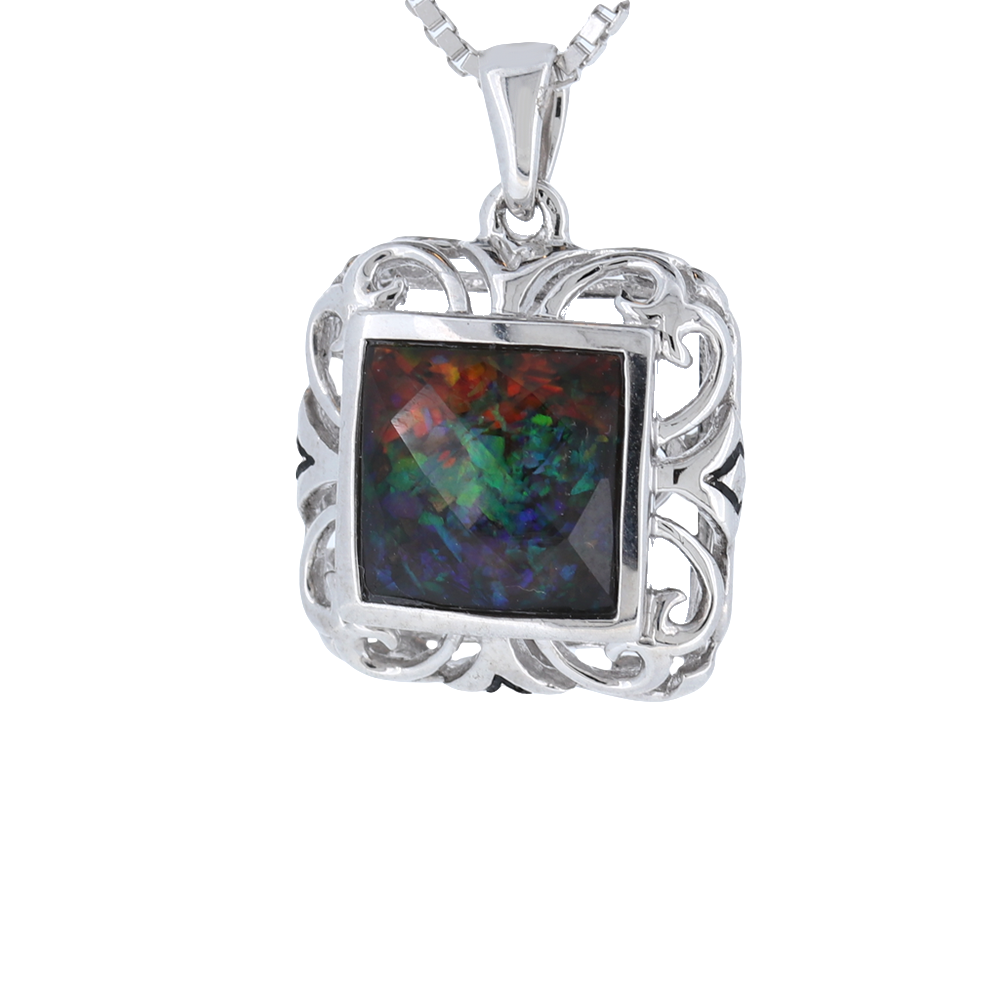 Sterling Silver Mosaic Ammolite Pendant