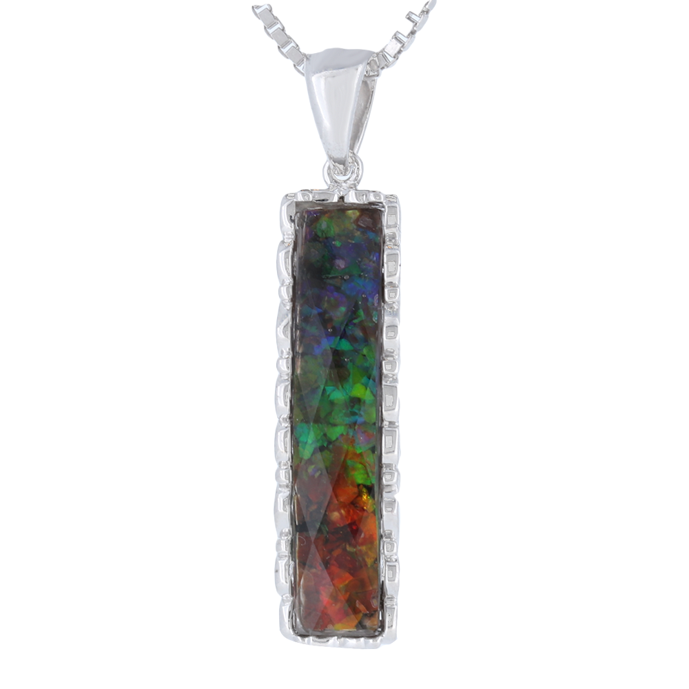 Sterling Silver Mosaic Ammolite Pendant