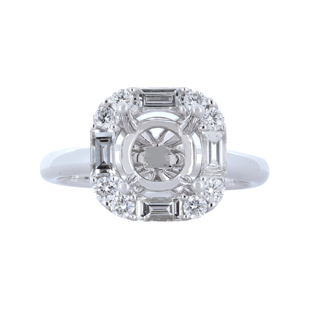 Baguette Round Diamond Art Deco Matcing B14KG Ring Guard