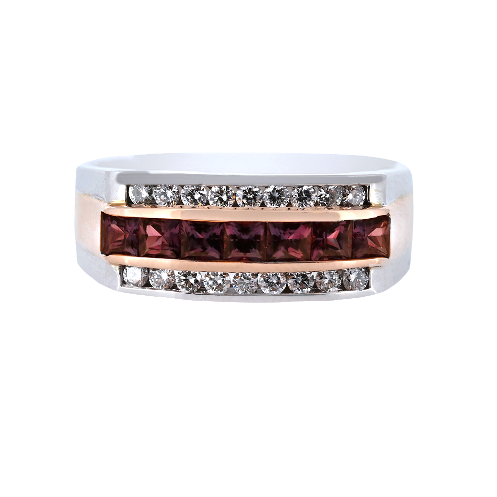 Men's Two-Tone Channel Set Natural Alexandrite & Diamond Ring