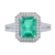 Emerald and Diamonds Halo Ring in 14kt White Gold