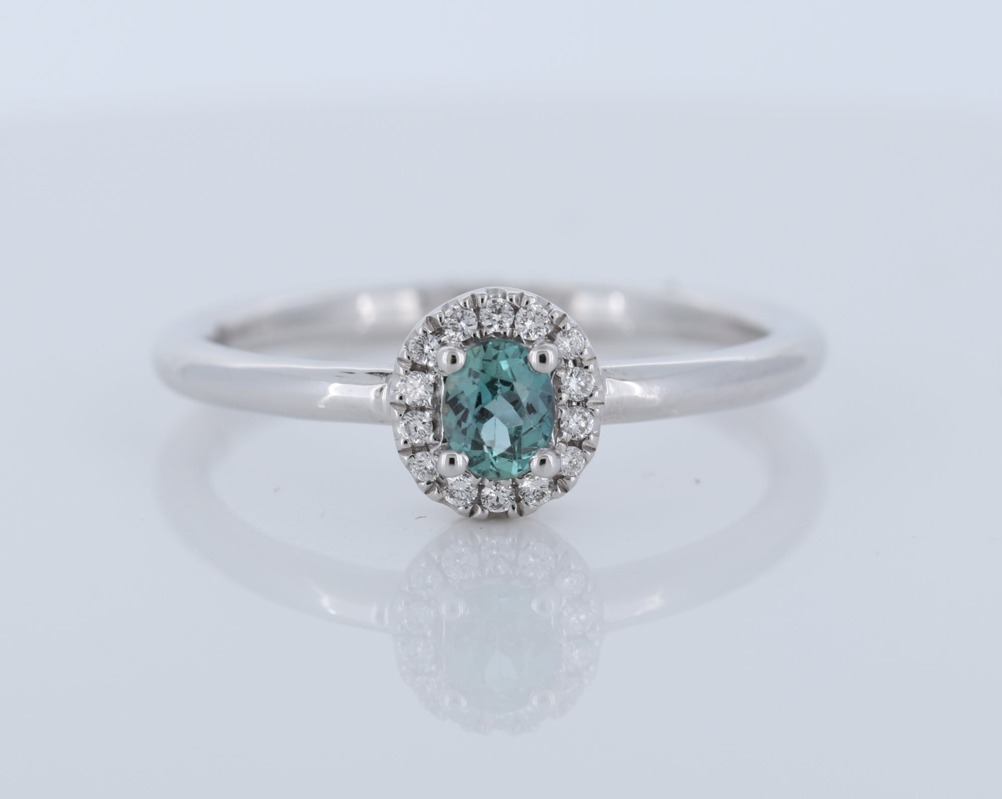 Natural Alexandrite Oval Halo Ring In 18Kt White Gold