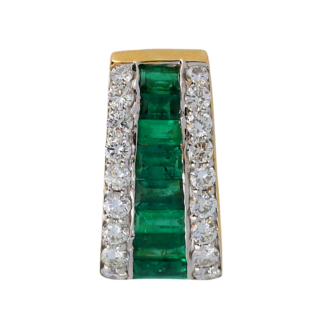 14k Yellow Gold Pendant with 1.52ct Emerald with .79ct diamonds