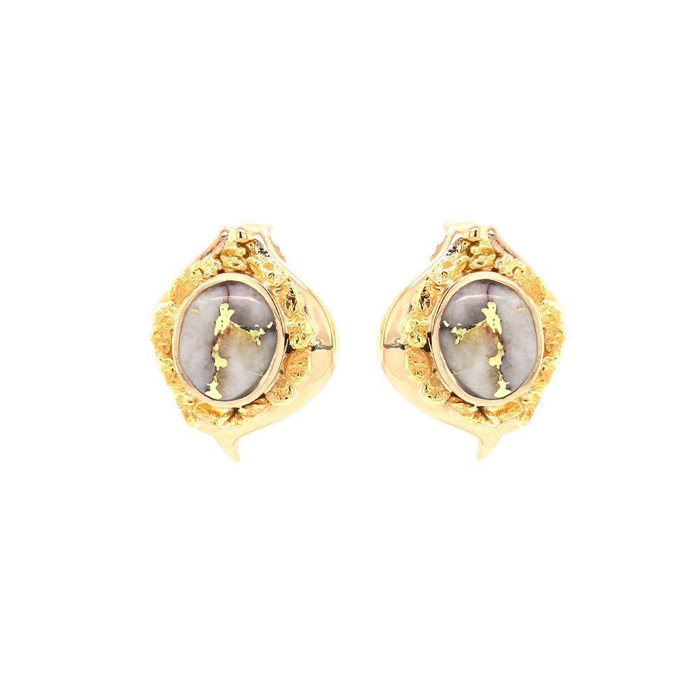 14kt Yellow Gold Natural Gold Quartz and Natural Gold Nuggets Earrings