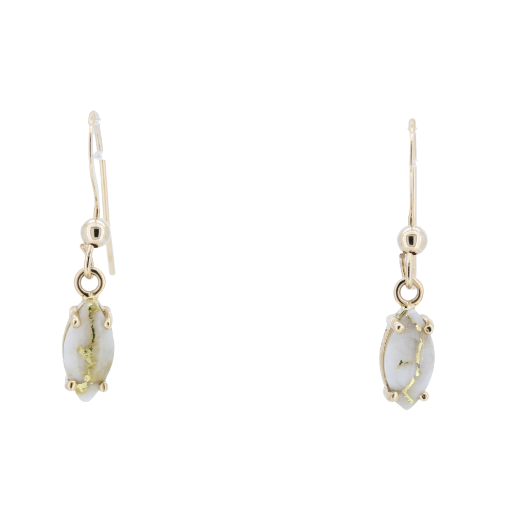 14K Yellow Natural Gold Quartz Earrings