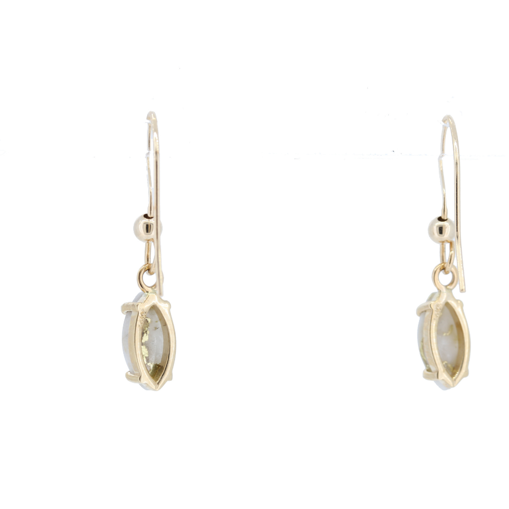 14K Yellow Natural Gold Quartz Earrings