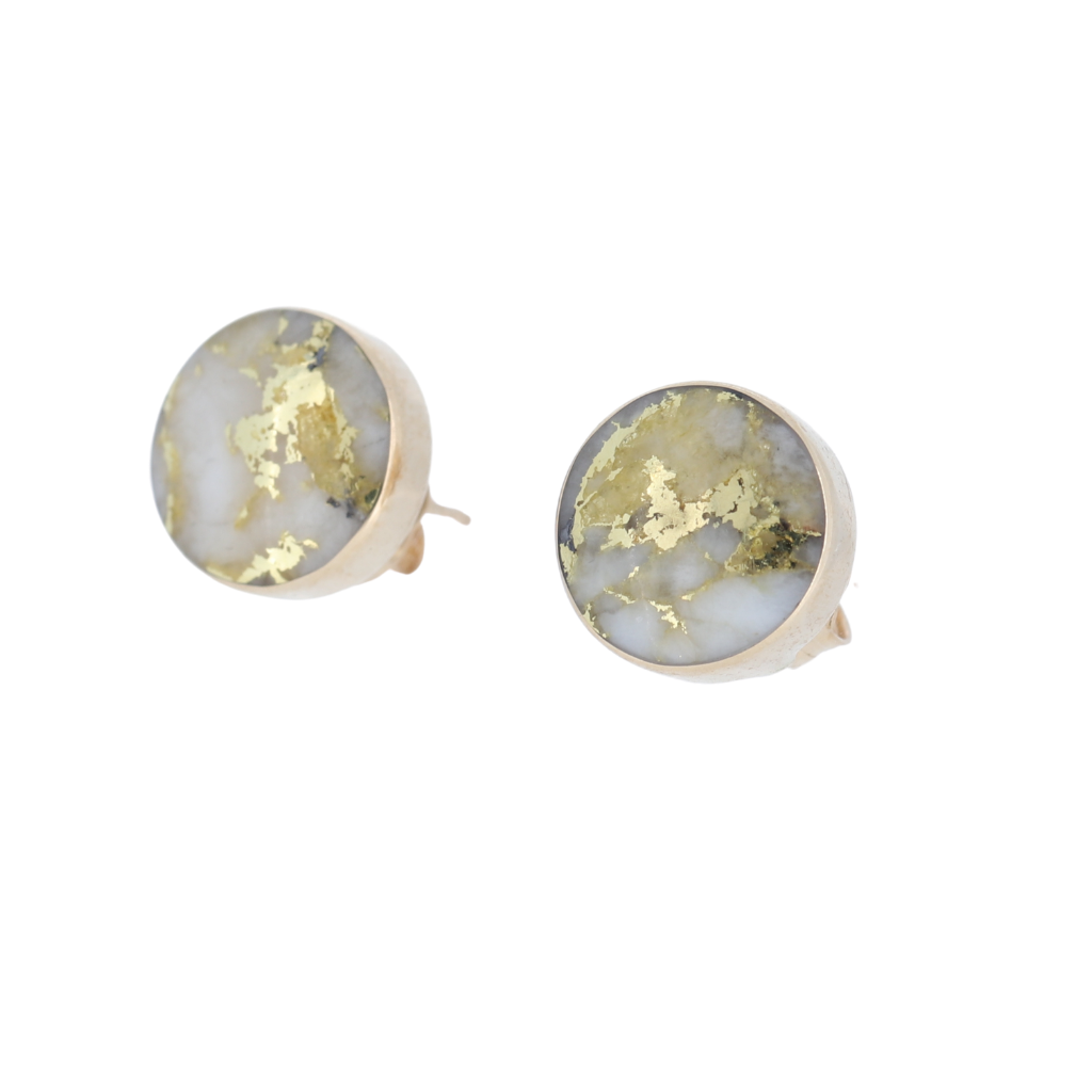 14K Yellow Natural Gold Quartz Earrings