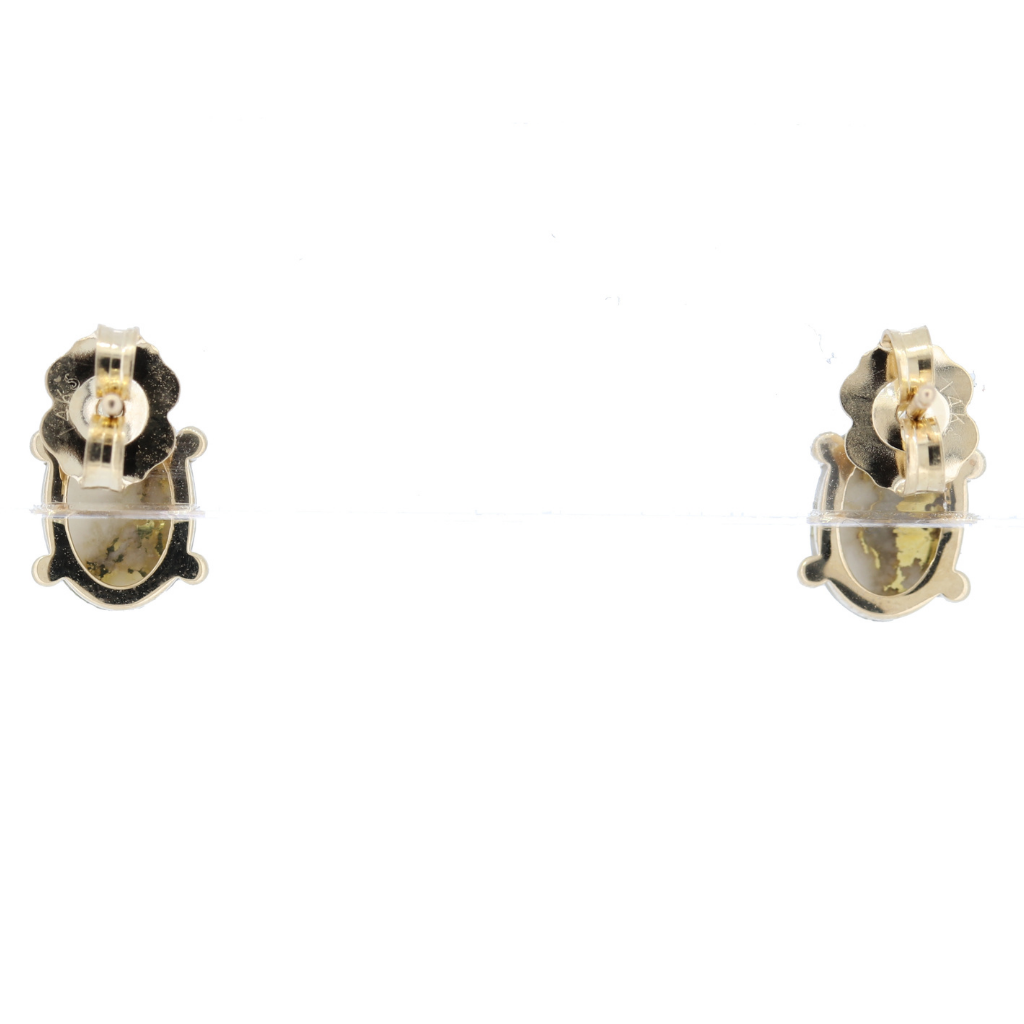 14K Yellow Natural Gold Quartz Earrings With 0.04Ct Diamonds