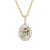 14K Yellow Natural Gold Quartz Oval Halo Pendant With 0.27Ct Diamonds