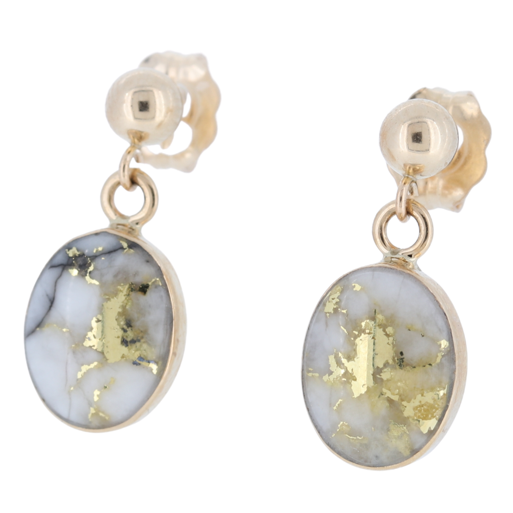 14K Yellow Natural Gold Quartz Earrings