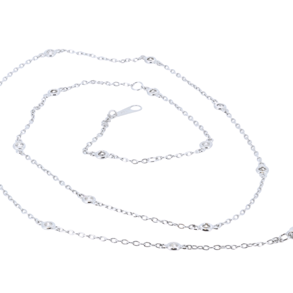 14Kt White Gold 0.50ctw Diamond Station Necklace