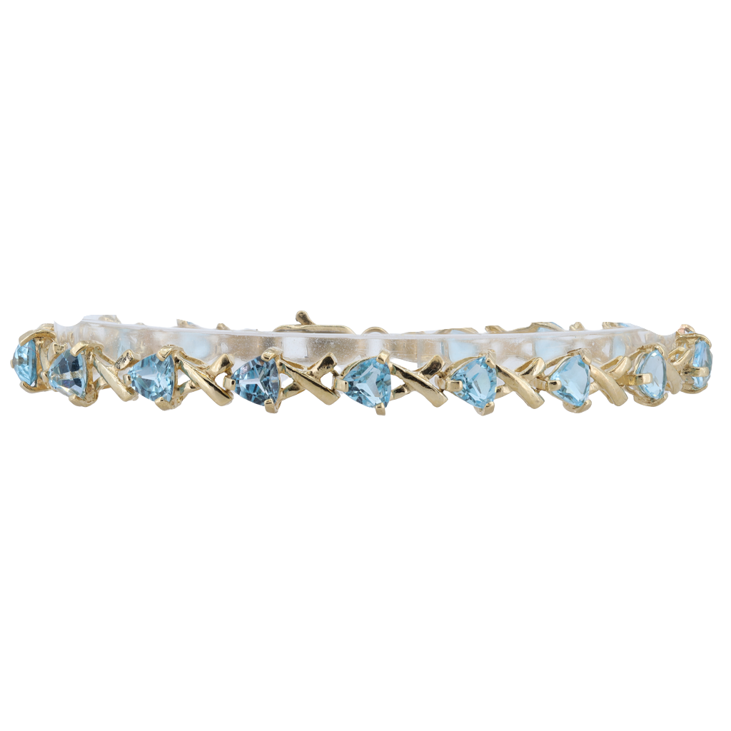 14k Yellow Gold Genuine Blue Topaz Bracelet – Exeter Jewelers