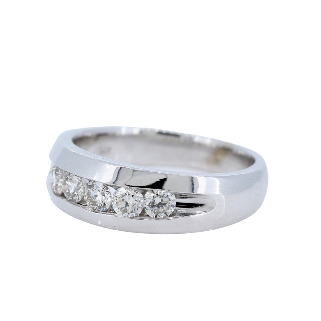 Diamond Channel Set Wedding Band Ring For Men In 14kt. White