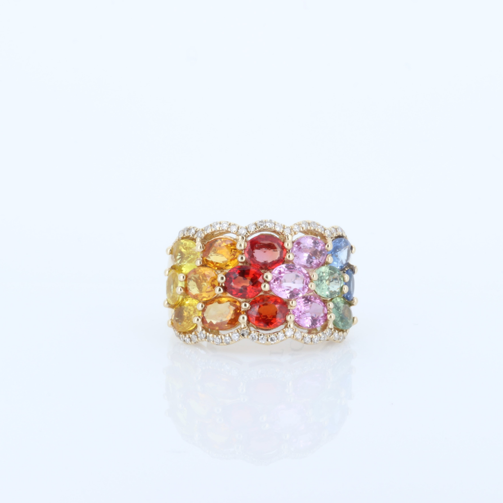 (525) 14k Yellow Gold Ring 1.5 ct offers Sapphire Multicolor