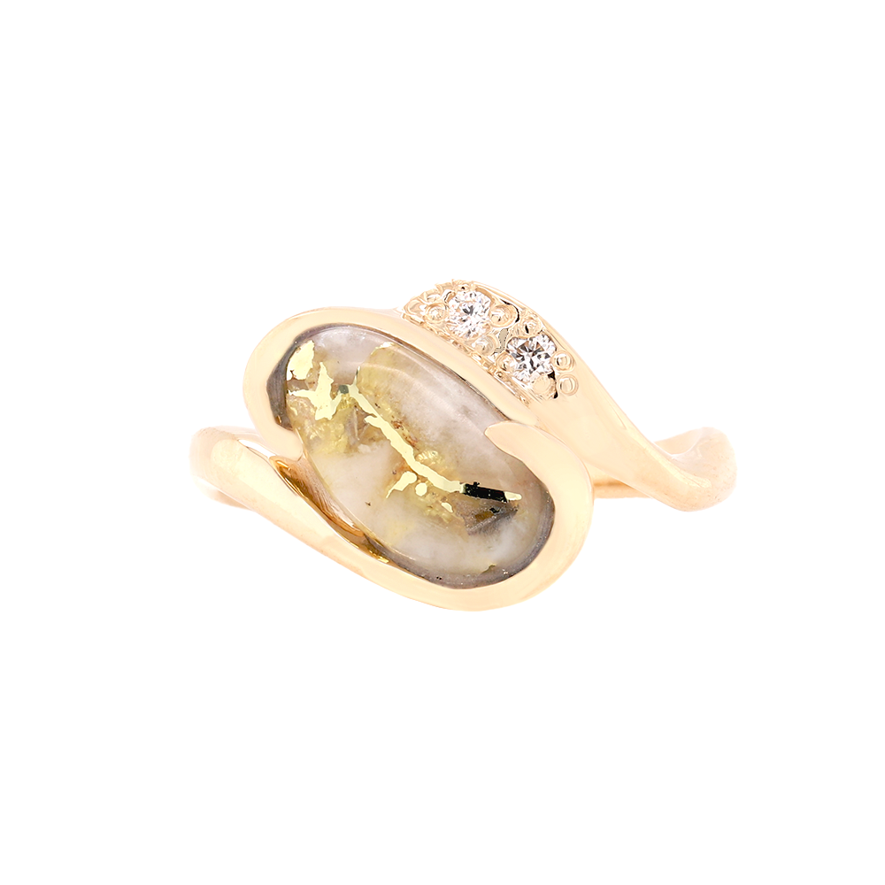 14kt Yellow Gold Natural Gold Quartz And Diamond Ring