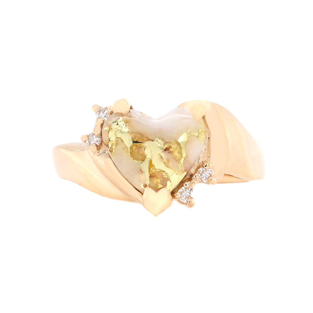 14kt Yellow Gold Natural Gold Quartz And Diamond Ring