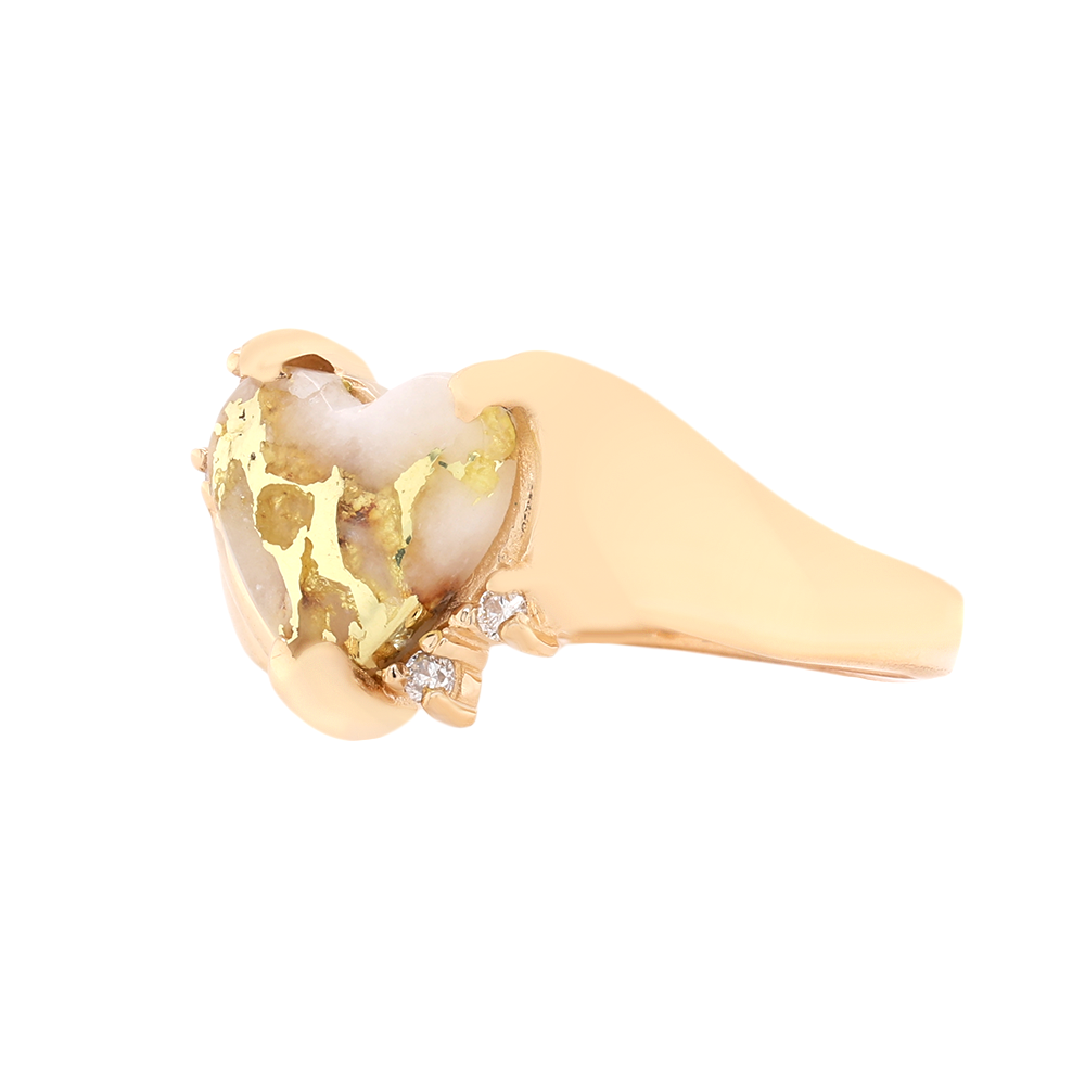 14kt Yellow Gold Natural Gold Quartz And Diamond Ring