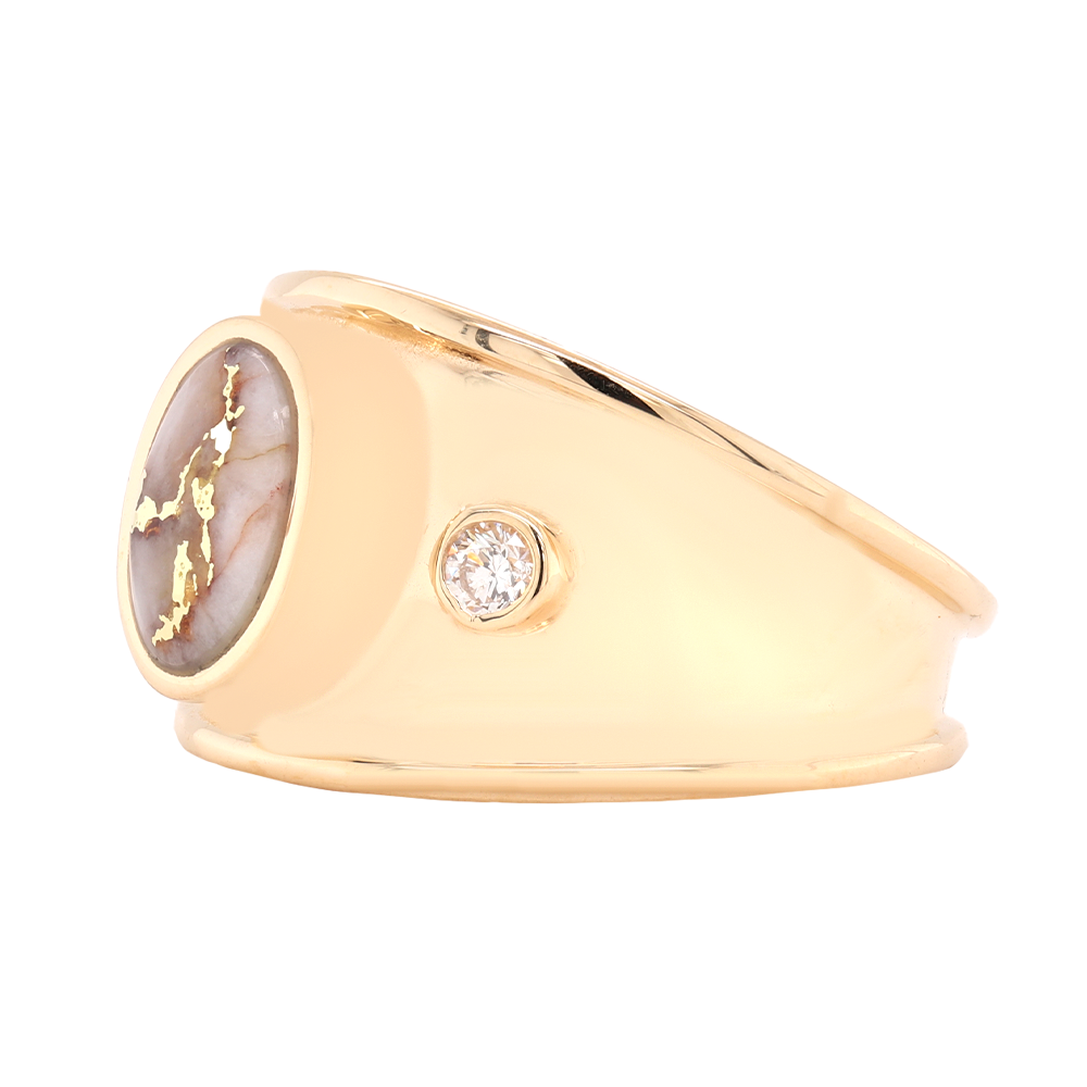 14kt Yellow Gold Natural Gold Quartz And Diamond Ring