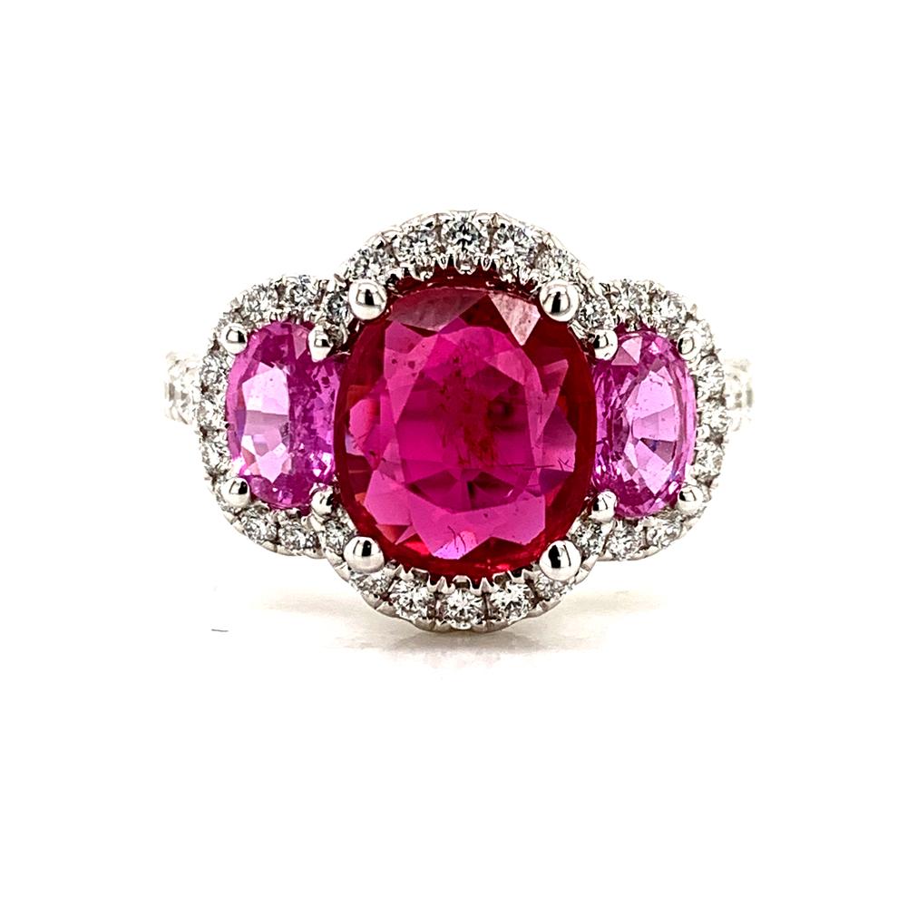 18kw ruby and pink sapphire ring