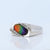 Sterling Silver Men's Ammolite And Cz Ring