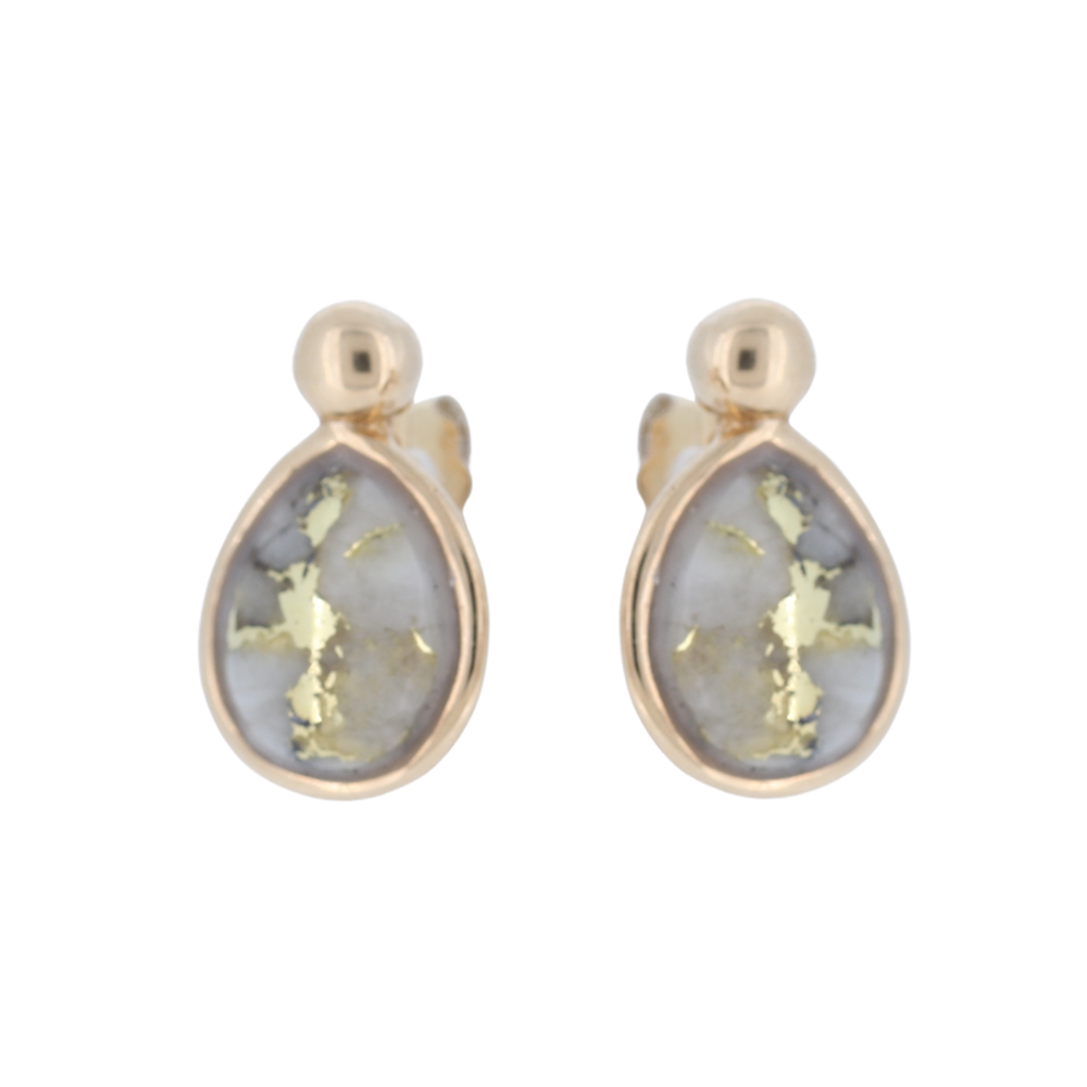 14K Yellow Natural Gold Quartz Earrings