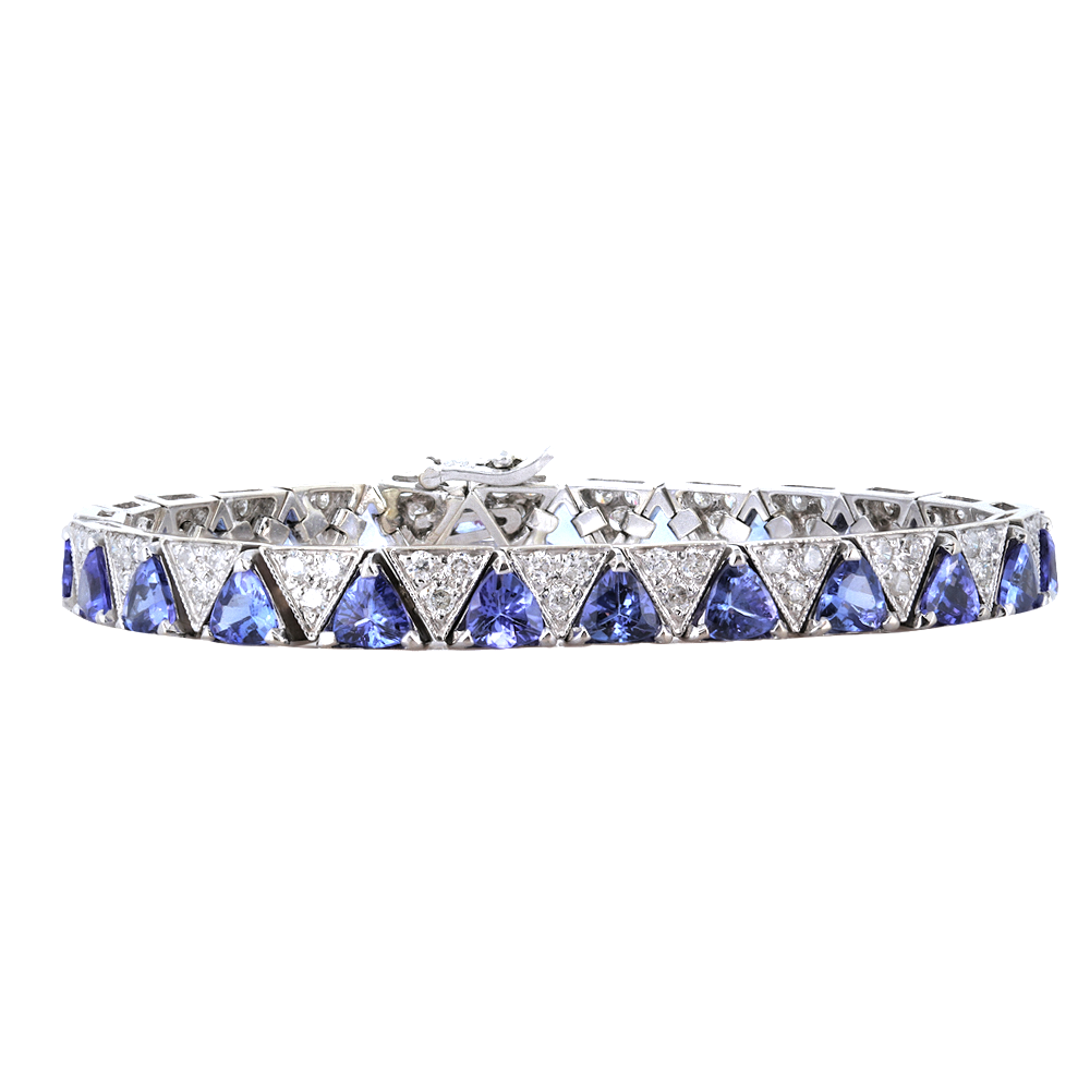 14kt White Gold Tanzanite Diamond Bracelet | Grand Jewelers