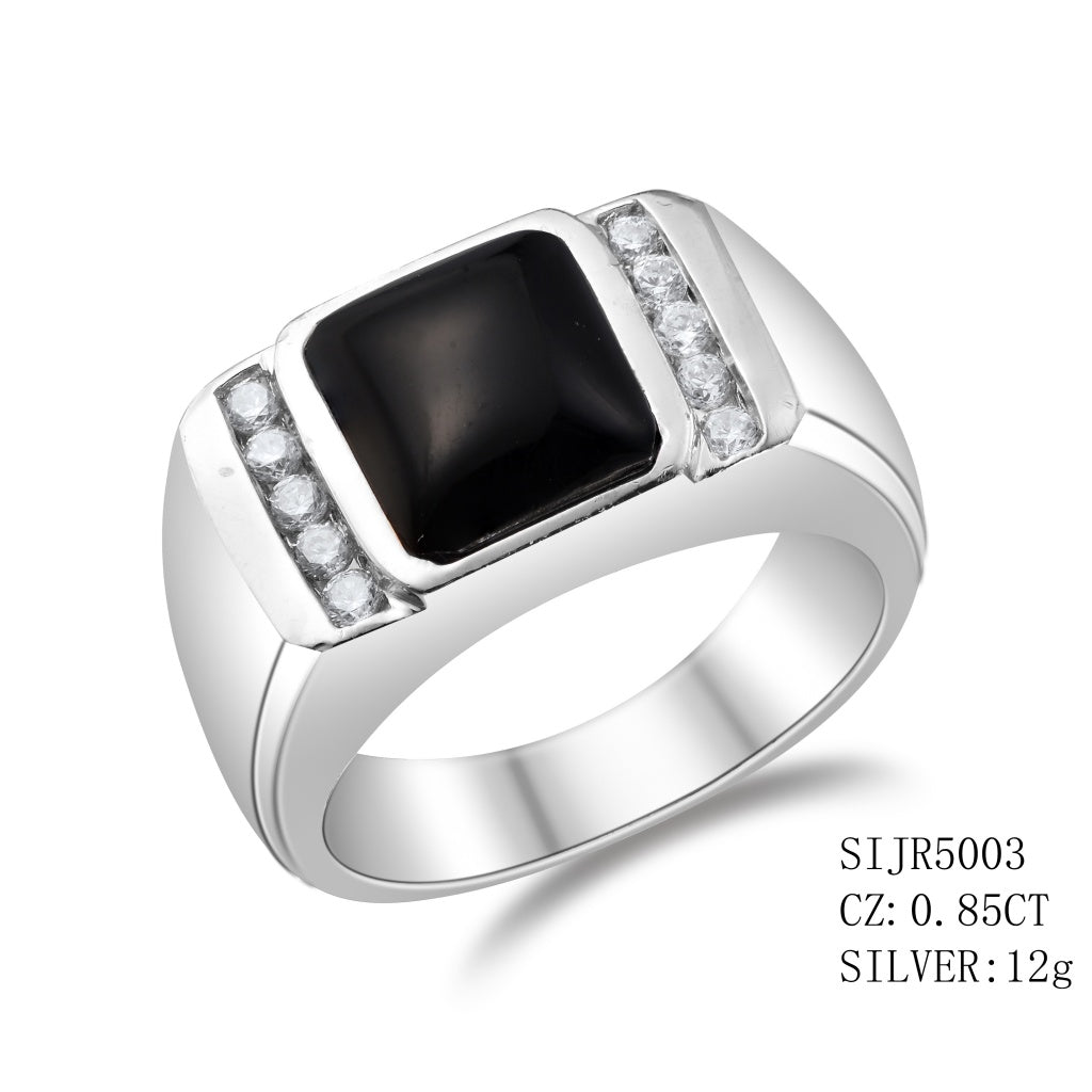 Sterling Silver Black CZ-0.85Ctw Mens Monarch Jewels Onyx Ring Alaska 