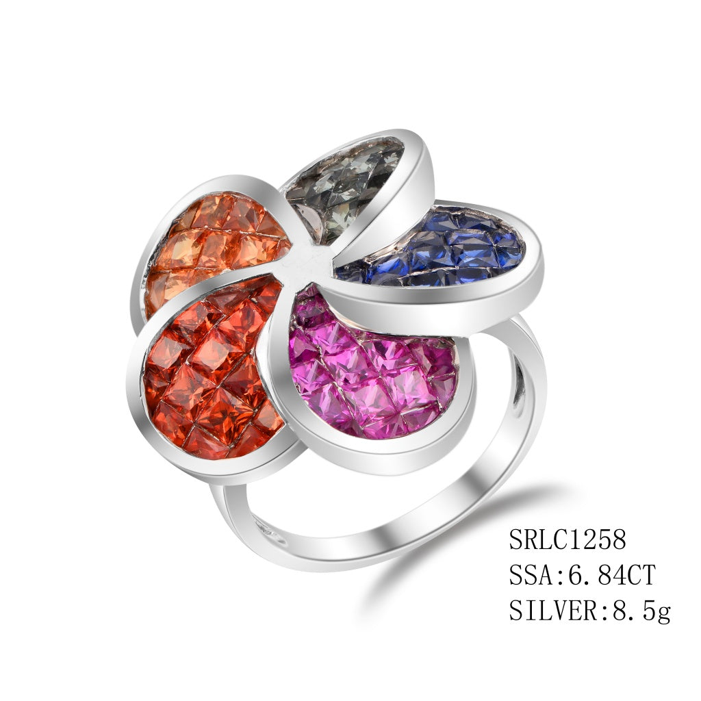 Gemstone Jewelry - 3 3/4 CT TGW Multi-Color Sapphire Crisscross